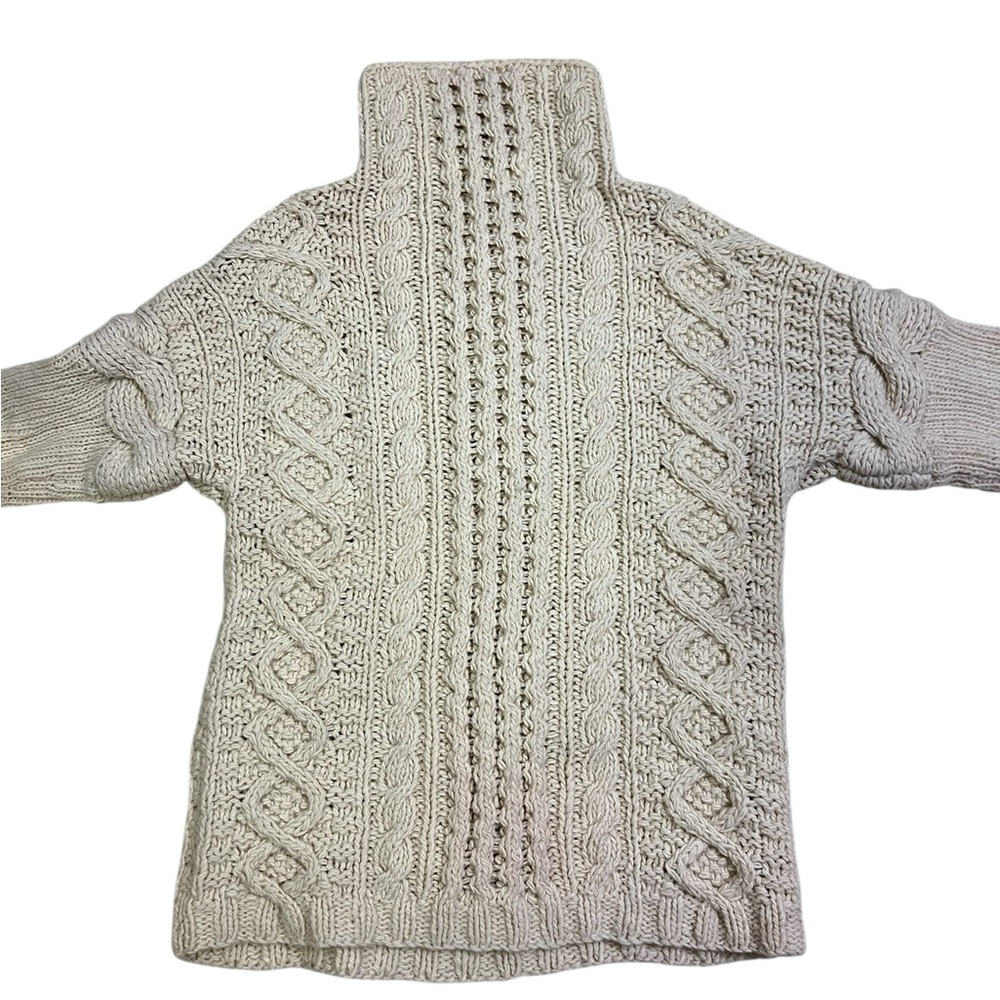 Eley Kishimoto Women Medium Wool Fishermen Sweater Cream Turtleneck - Picture 8 of 9